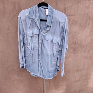 Anthropologie pilcro and the letterpress Joelle shirt blue